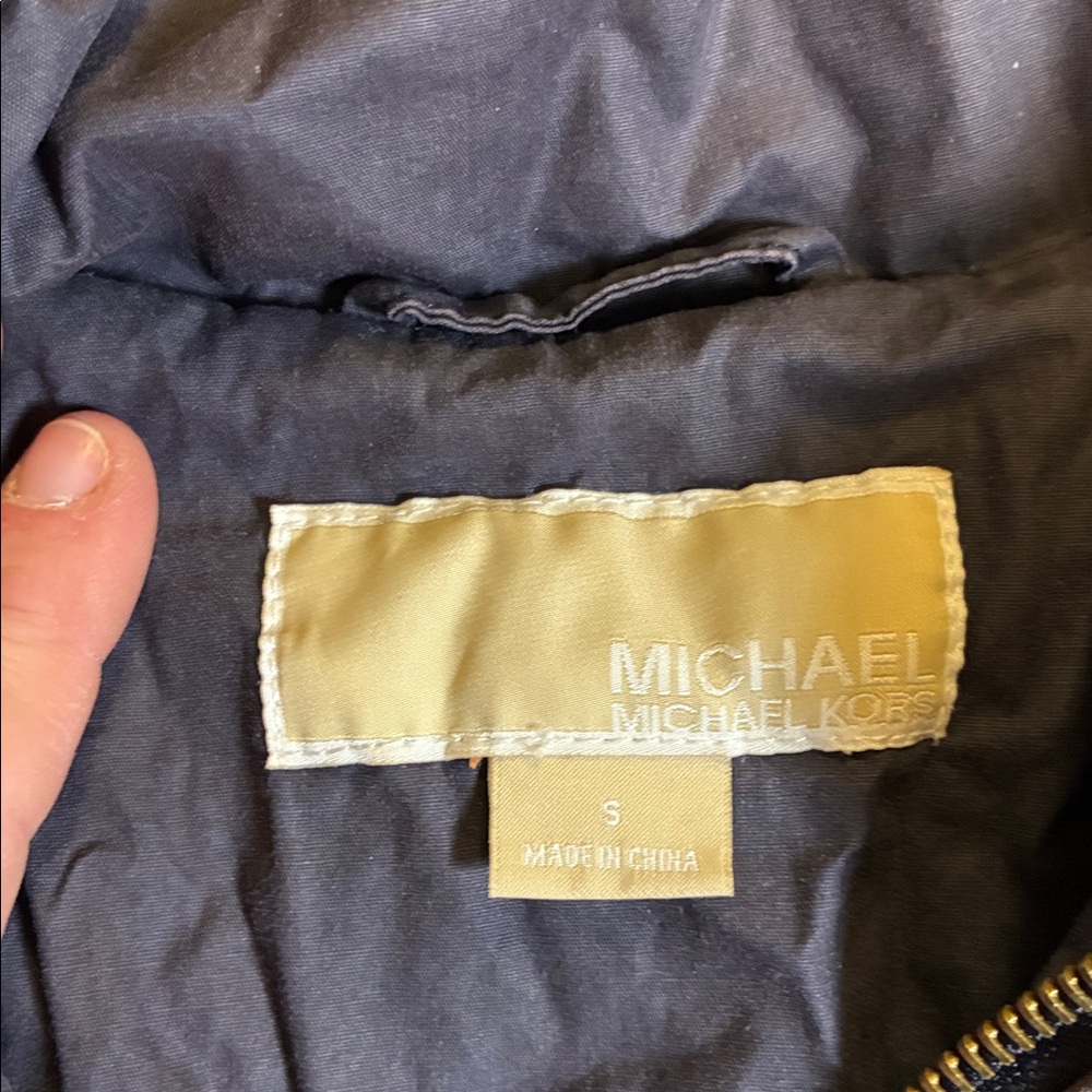 MICHAEL Michael Kors Navy & Olive Green- Gray Quilted Utility Jacket - Picture 2 of 5